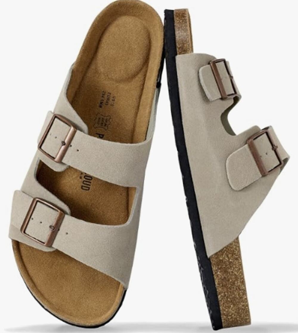 Project Cloud Men's 9.5 Driftwood Suede Genuine Leather Arizona Sandals F9-3